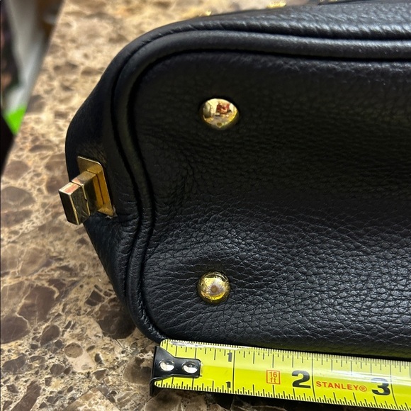 MCM Black Leather Satchel with Gold Accents with COA - Picture 8 of 11